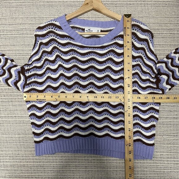 Hollister Womens Cropped Wave Pattern Crochet Sweater XS - Picture 5 of 5